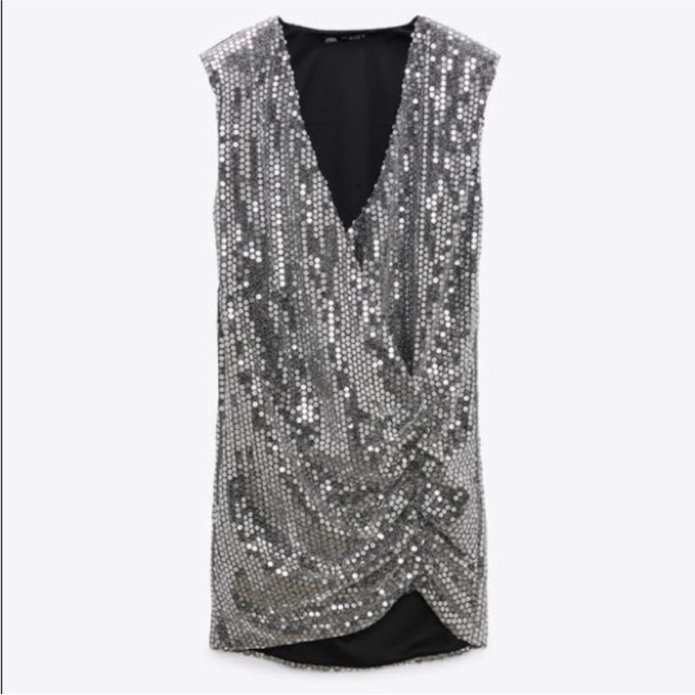 Zara Silver Sequin Mini Dress